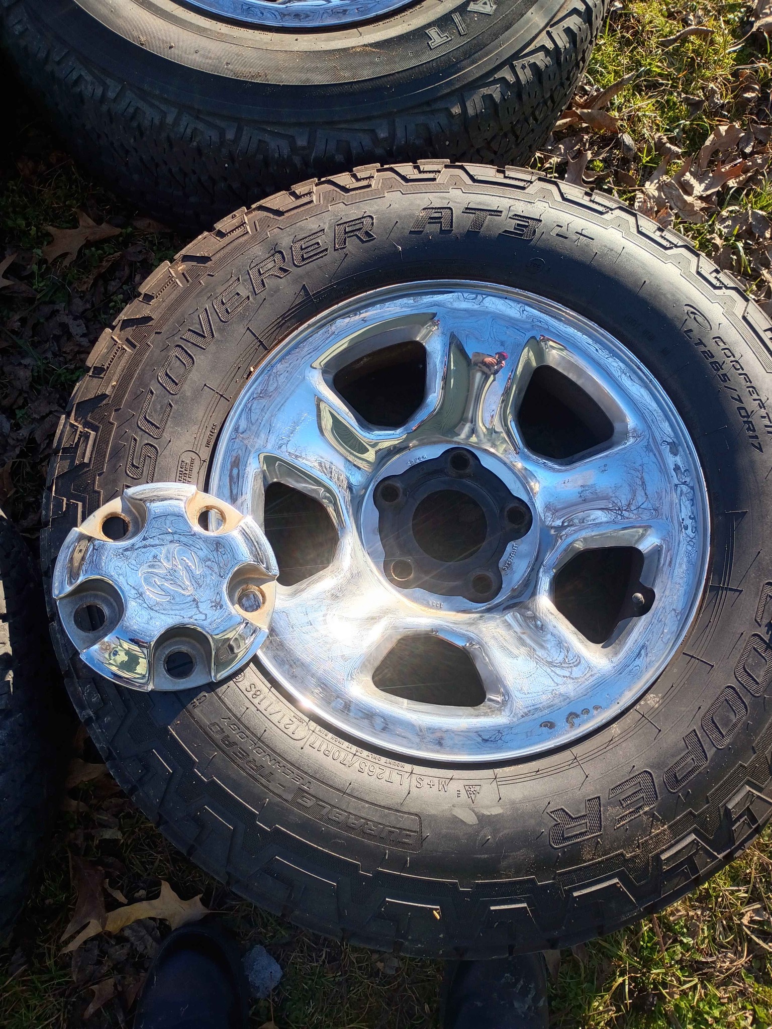 Set of Dodge ram steel wheels with chrome clad and center covers. - Car ...
