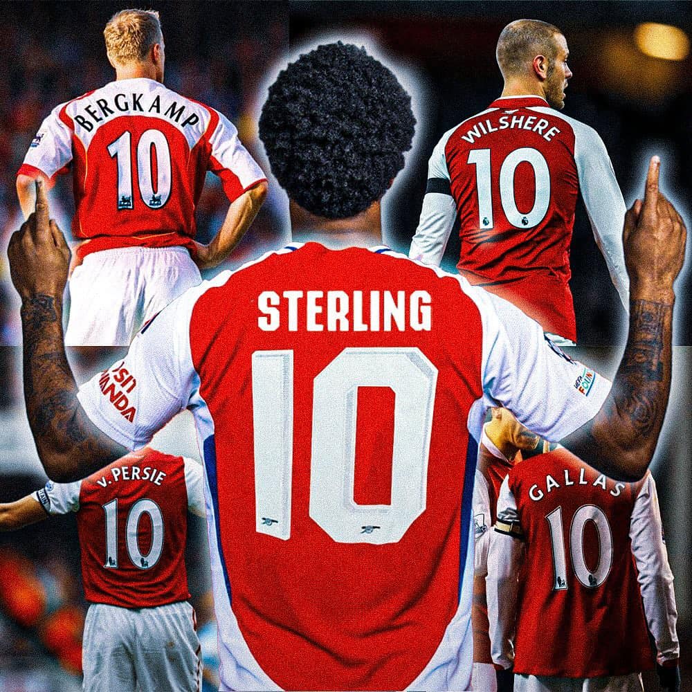 Jersey number 30 for Raheem Sterling at Arsenal.