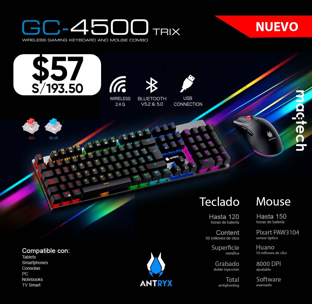 Maqtech - 📣 KIT INALAMBRICO ANTRYX GC-4500 TRIX BLACK,... | Facebook