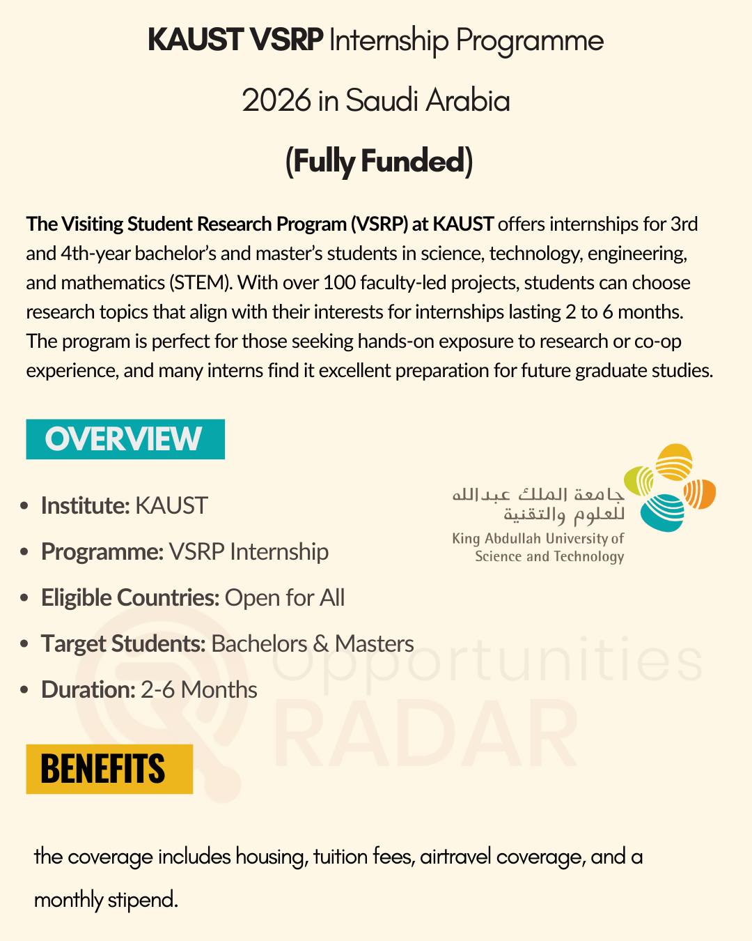 Youth - KAUST VSRP Internship 2026 in Saudi Arabia (Fully Funded) Visit ...