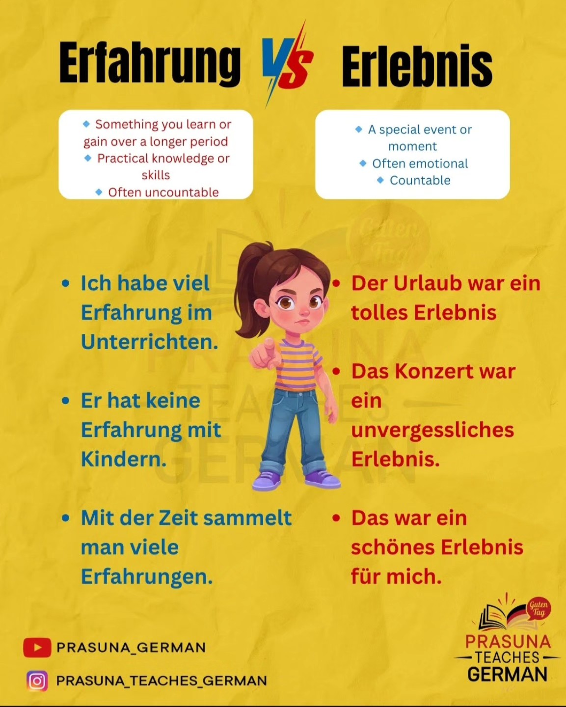 Prasuna_German - 💬 German Vocabulary: Erfahrung vs.... | Facebook