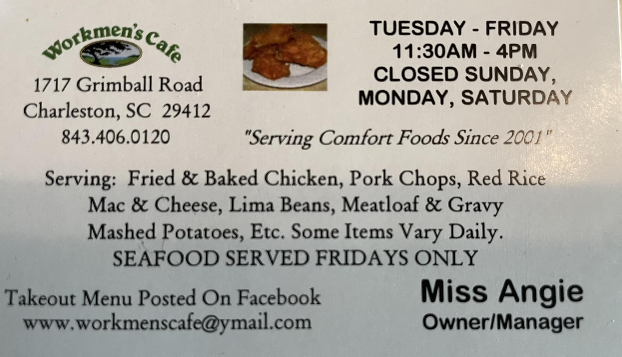 Workmen's Cafe' - Good evening, WC fans. First, I must say...