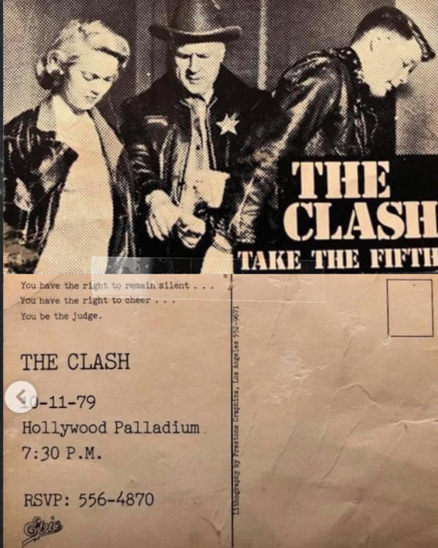 1979, The Clash perform at the Hollywood Palladium in Los Angeles 