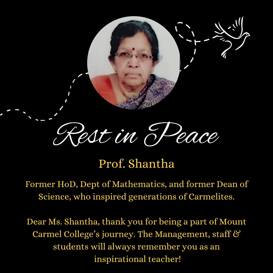 Farewell, dear Shantha mam ️ - Mount Carmel College Bangalore