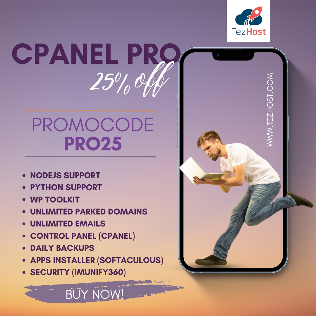 TezHost - 🚀 Get 25% off on cPanel Pro with promocode 