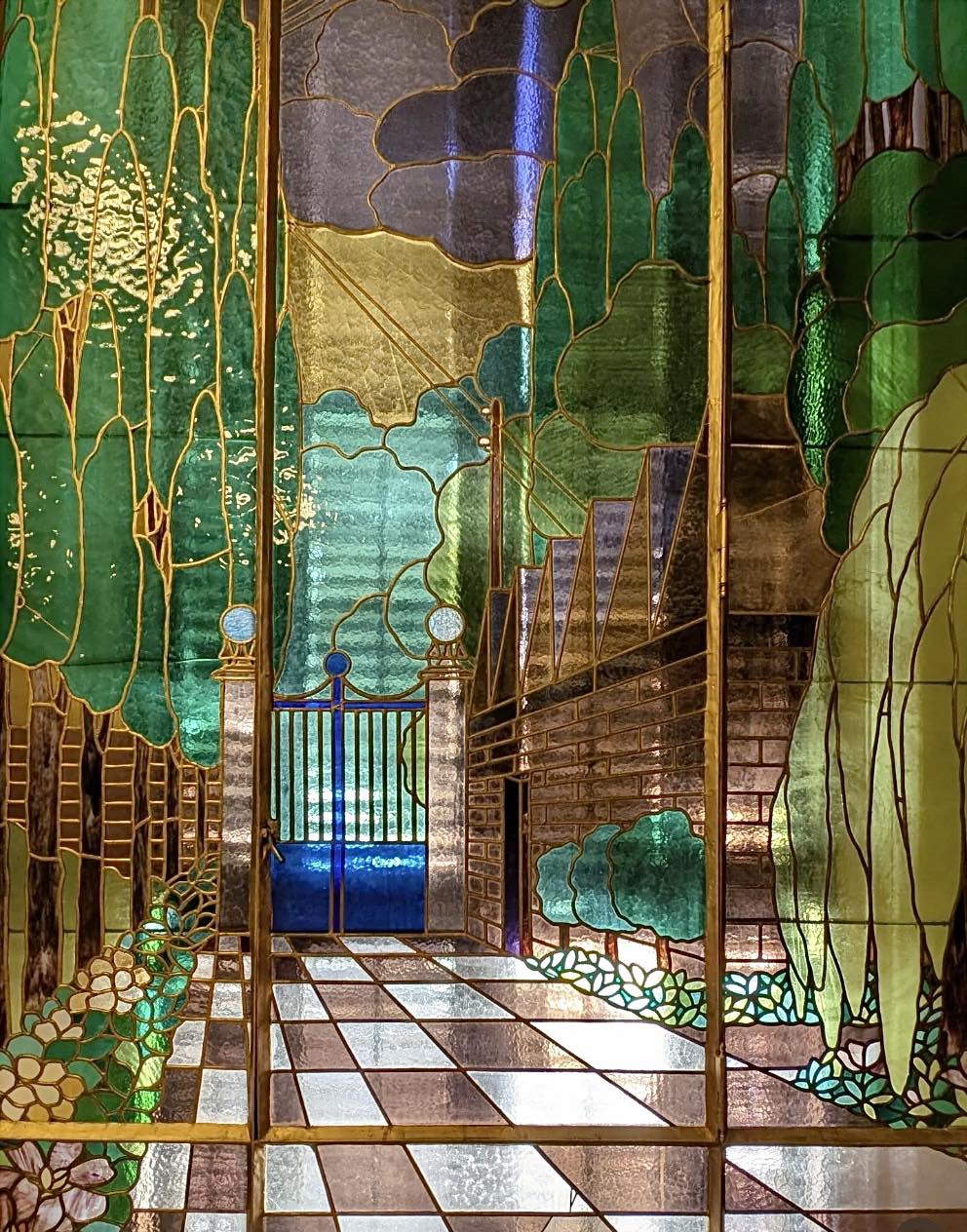 Catalan modernisme stained glass windows in Terrassa, Spain