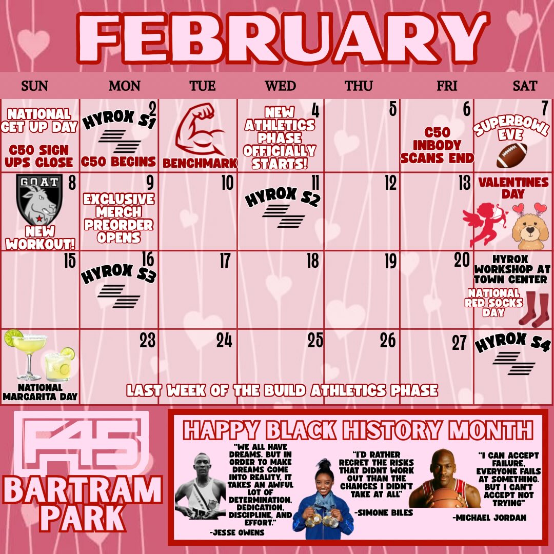 F45 - FEBRUARY💖 New athletics phase, HYROX workouts, benchmark, HYROX ...