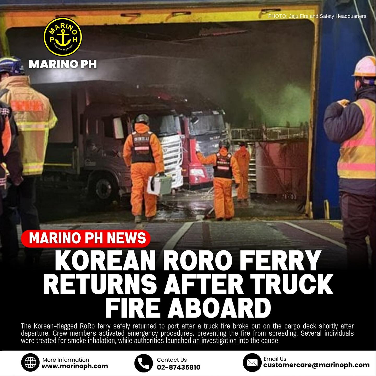 Marino Ph - Korean RoRo Ferry Returns After Truck Fire... | Facebook