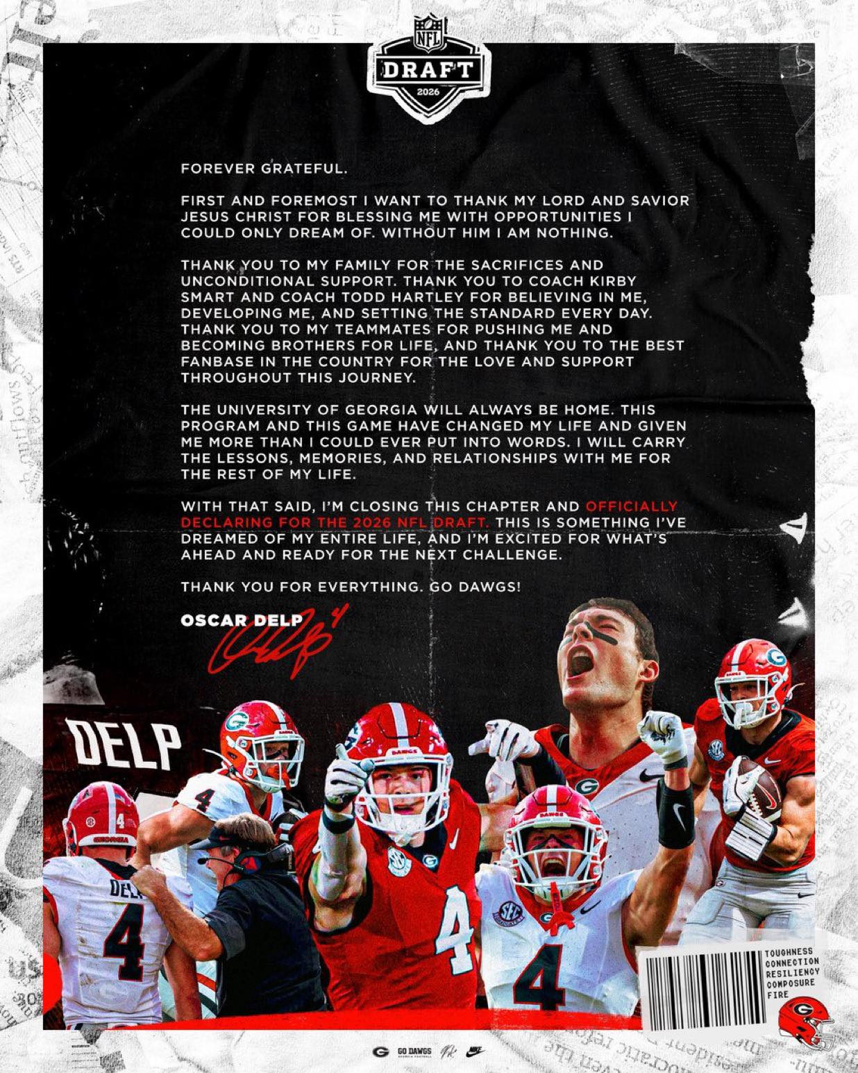 UGA - BREAKING: Oscar Delp has declared for the NFL draft Best of luck ...