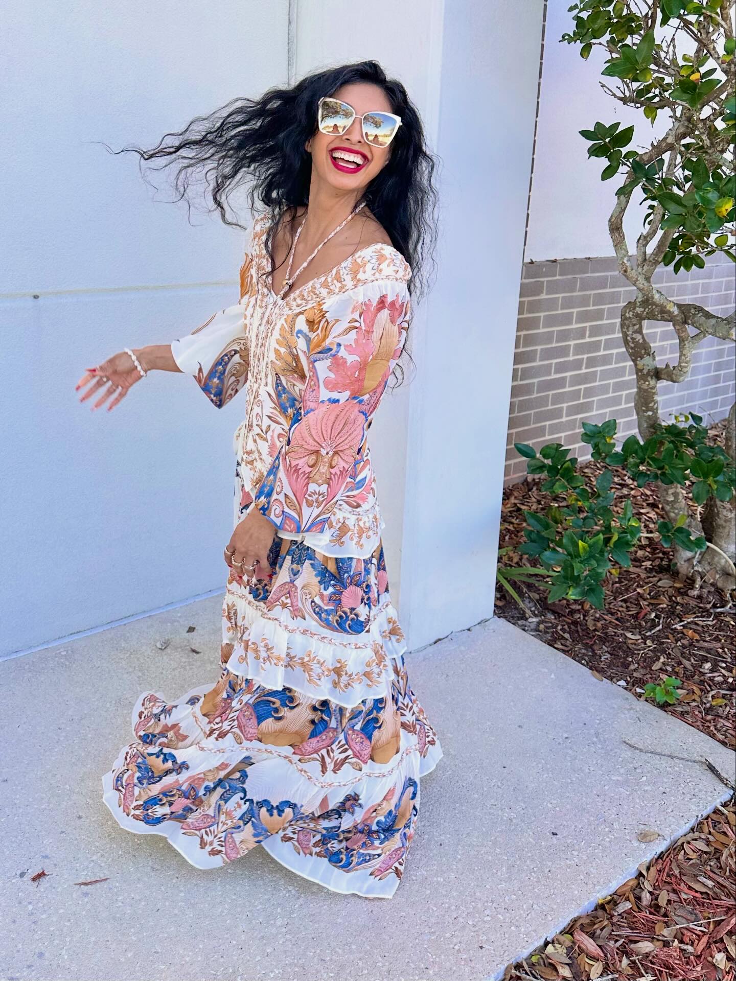 Floral Embroidery Midi Dress Women GRACE KARIN Women's Summer V-Neck Ruffle Short Sleeve Midi Dress – Floral Embroidery, A-Line Flowy Fit With Removable Belt