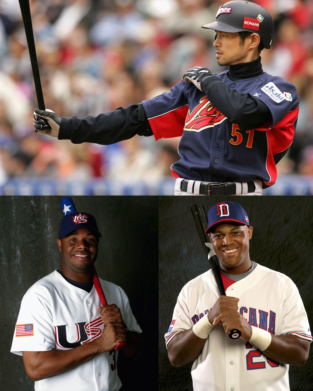 Ichiro with the first World Baseball Classic trophy, 2006. Japan
