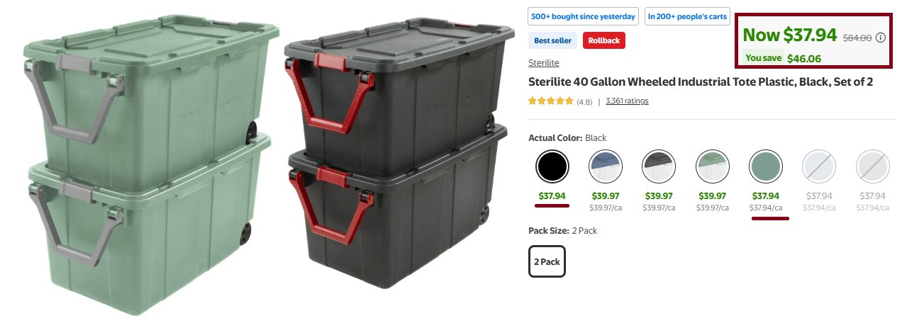 Set of 2 40 Gallon Wheeled Industrial Storage Totes Puerto Rico