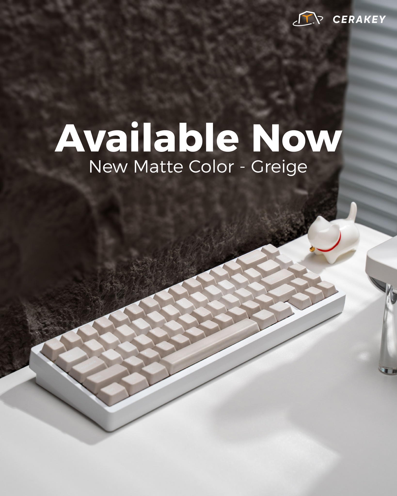 Cerakey - ? Available Now | V3 Matte Greige Ceramic Keycaps 