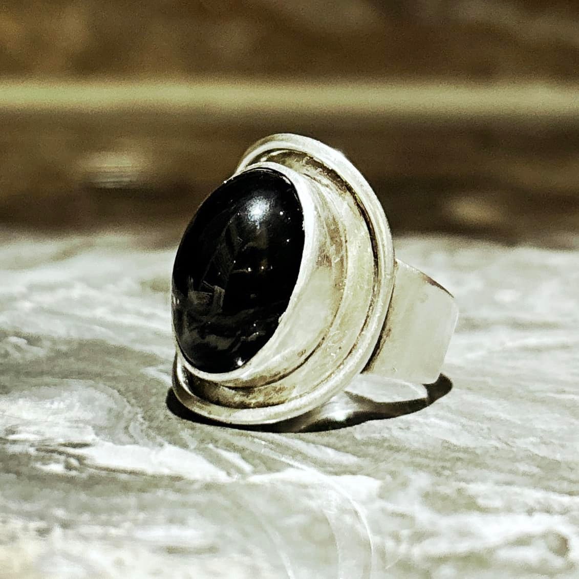 925 Sterling Silver Marquise Black Onyx Ring with Celtic Love Knots for Women, Girls. Chic Stackable Pinky, Statement, Index, Thumb Ring