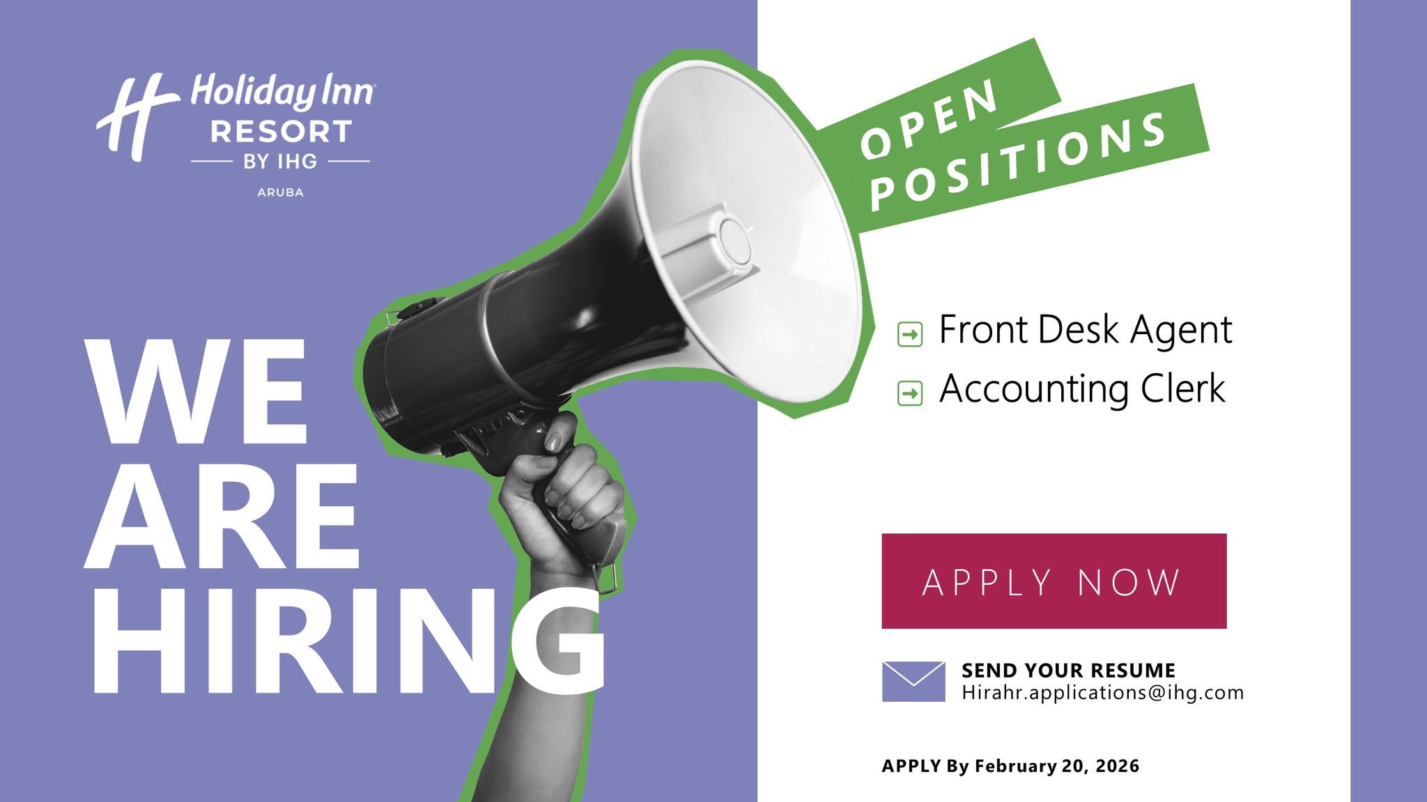AHATA - Holiday Inn Aruba are hiring!⛱️ Send in your application by ...