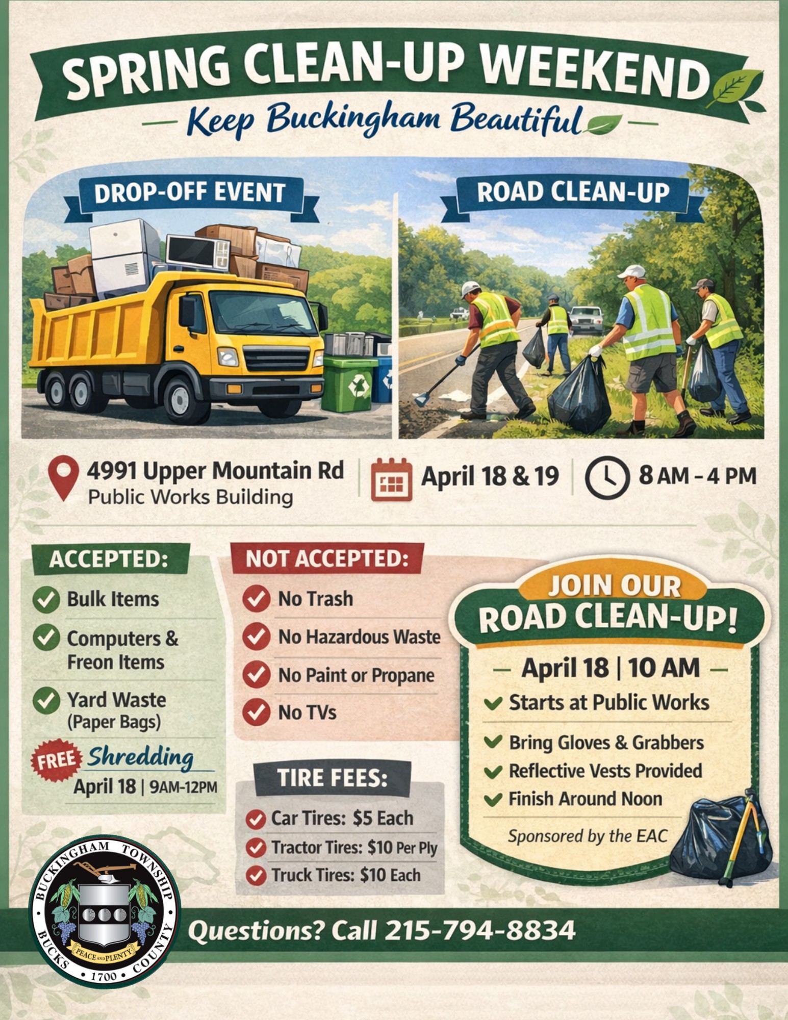 Buckingham Township Spring Clean-up Weekend