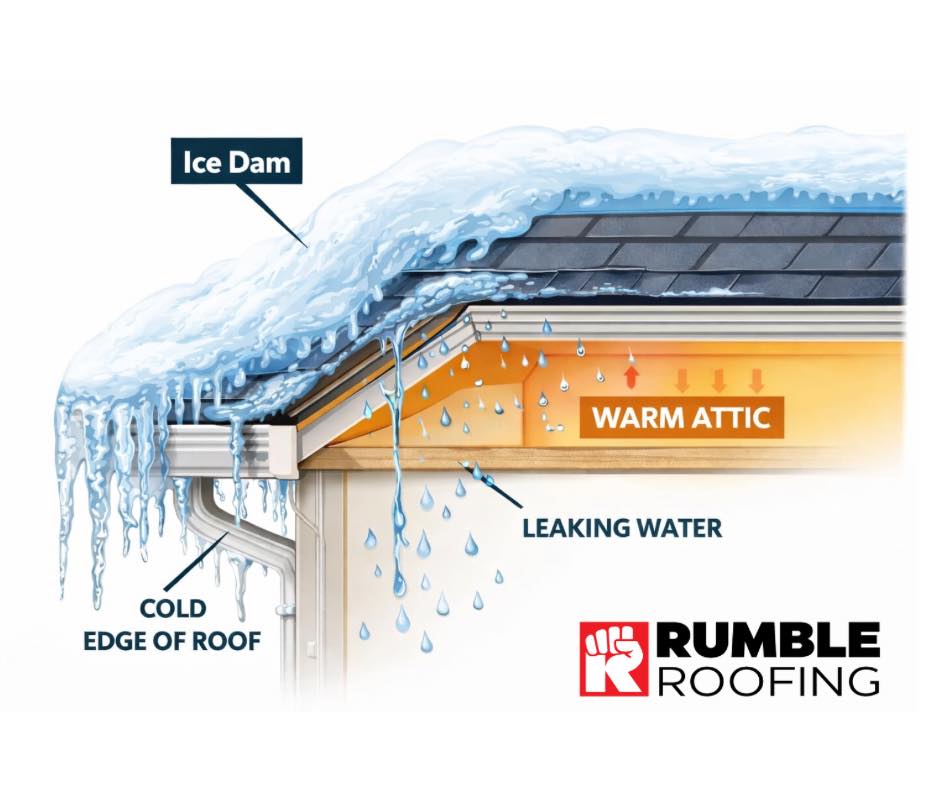 Rumble Roofing - ️ Ice Dams Explained and Why They Matter... | Facebook