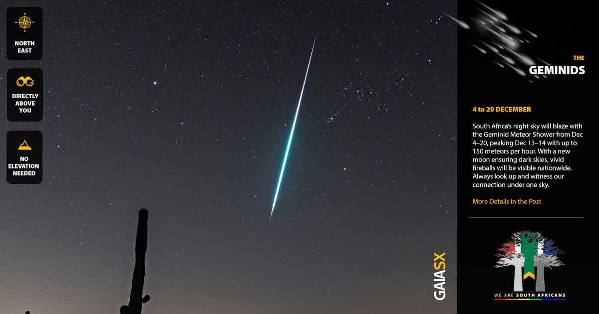 We - The Geminid Meteor Shower Issued By GaiaSX and WeareZA | 8 ...