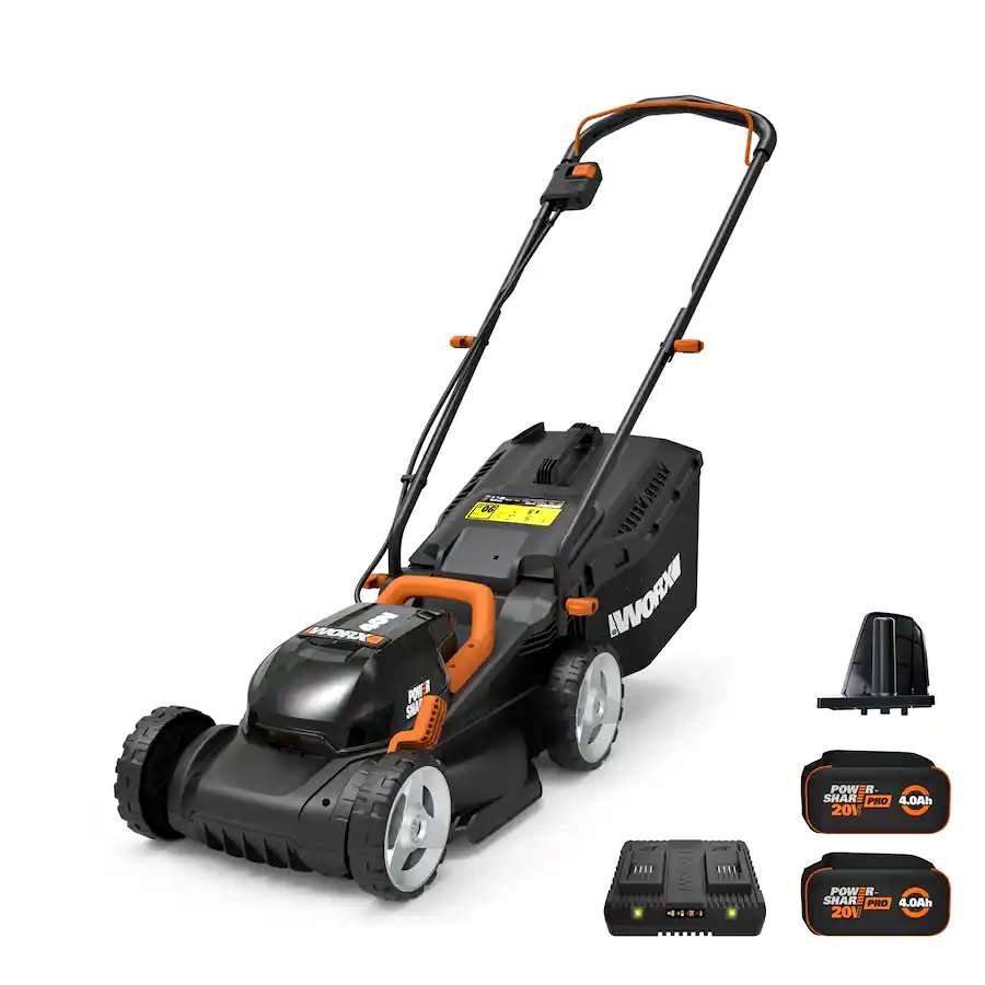 New - WORX - WG779 40V 14" Lawn Mower with Grass Collection Bag and ...