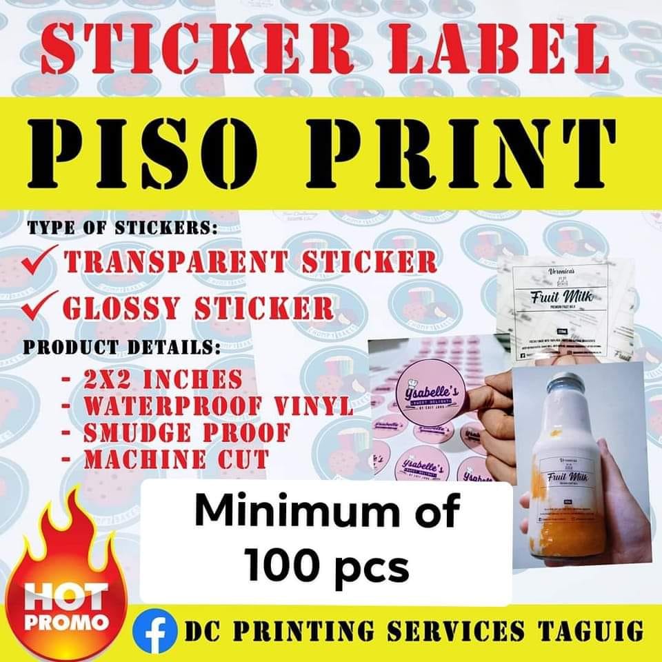 PISO PRINT STICKER LABEL 🥰🥰🥰 MESSAGE... - DC Printing Taguig | Facebook