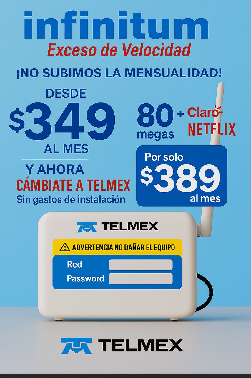 VENTAS EN AGUASCALIENTES | Telmex en promocion con Netflix gratis por 6 ...