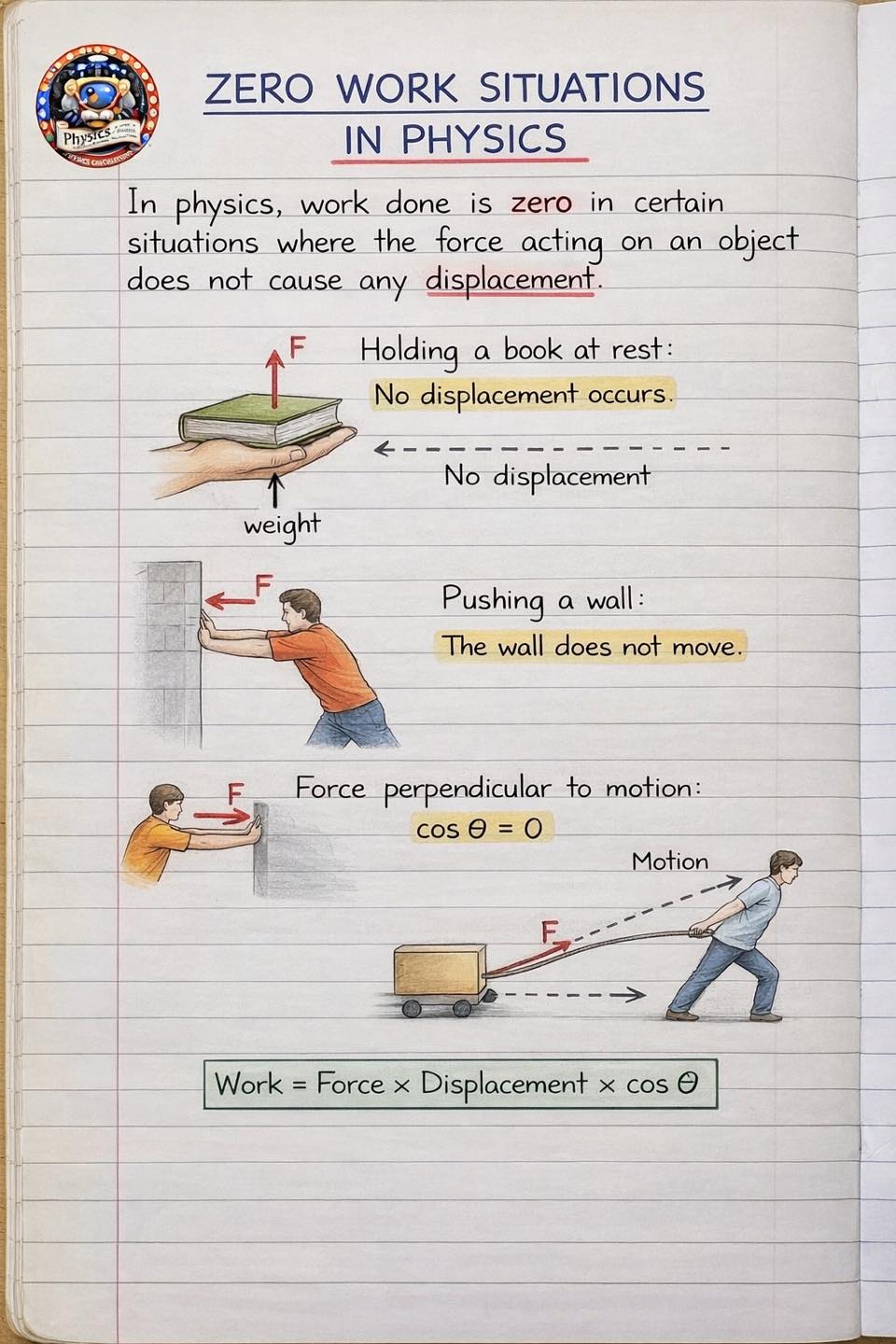Physicscalculations - Zero work situations in physics | Facebook