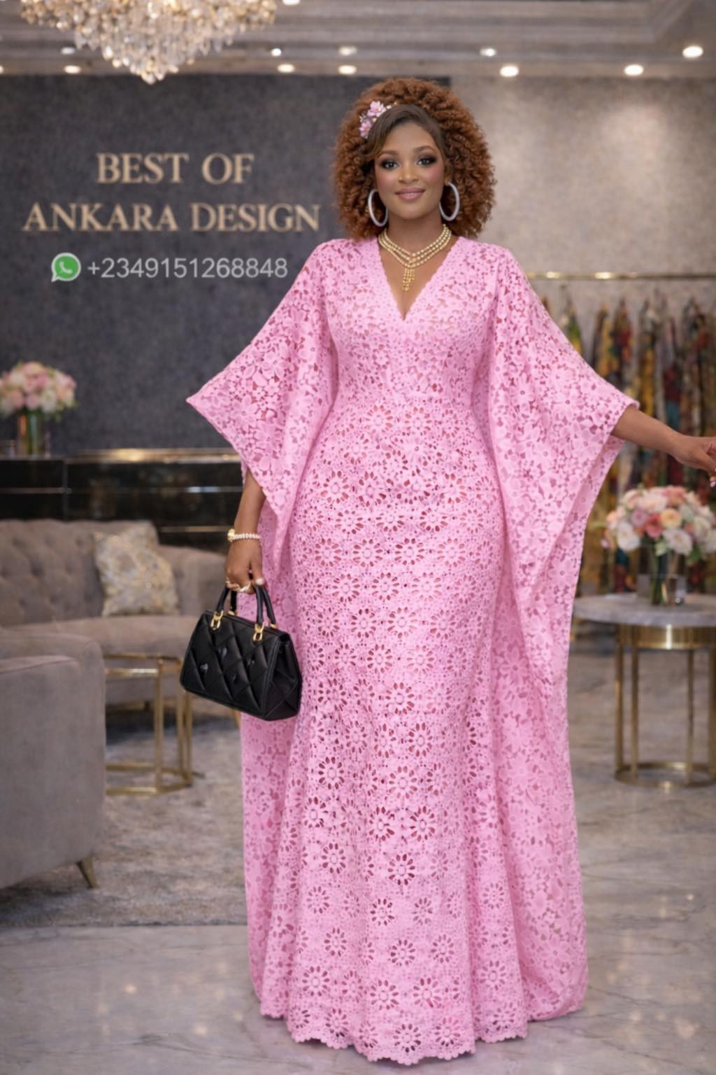 dress design pink Luxury lace ankara gown for special occasions %0D%0ATo%20maintain%20the%20beauty%20of%20your%20garment%2C%20please%20follow%20the%20care%20instructions%20on%20the%20attached%20label collection-auto_dresses SIZE:20 Wine Red Bell Sleeve Shocking pink frock