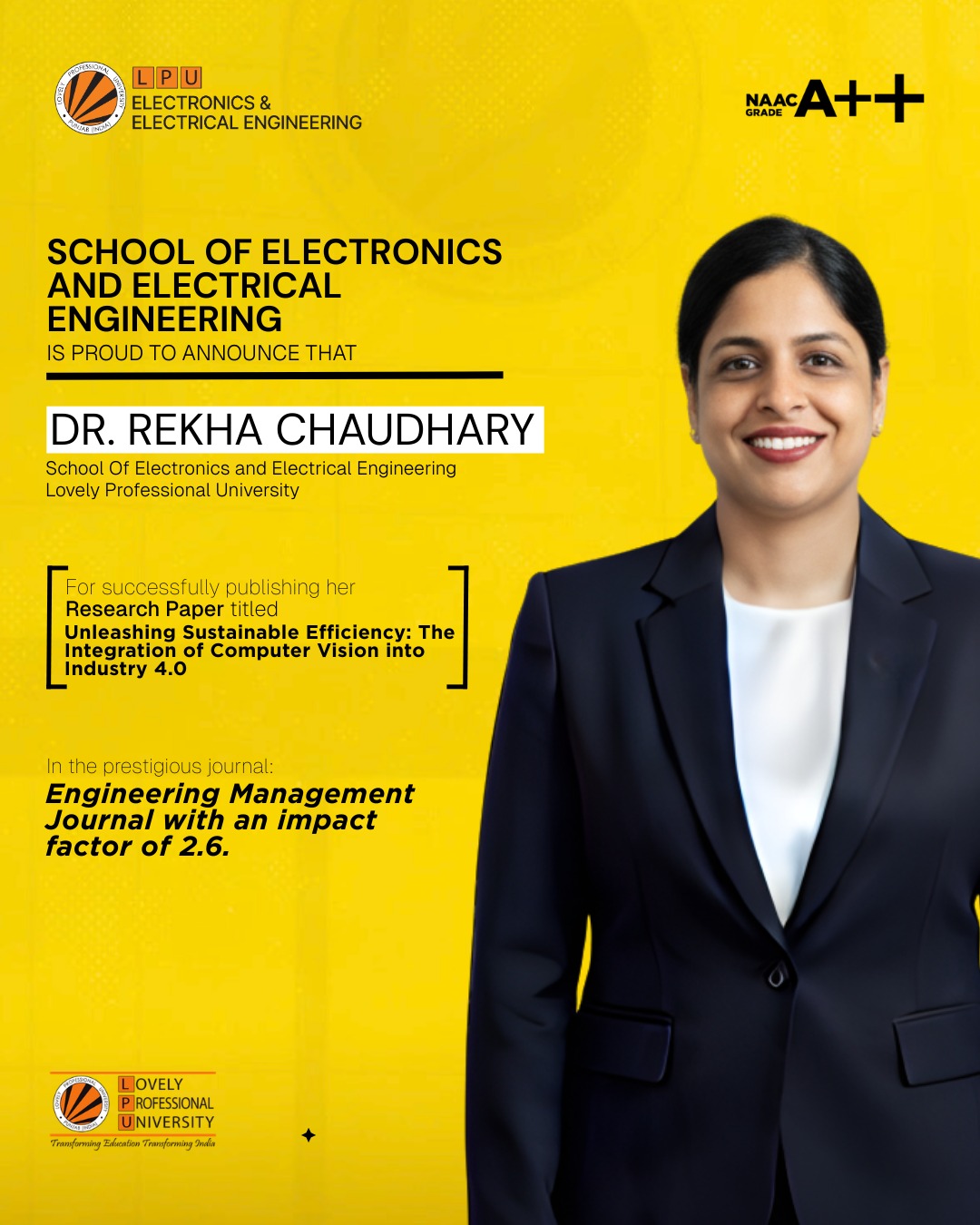 LPU - Proud to announce that faculty member Dr. Rekha Chaudhary from ...
