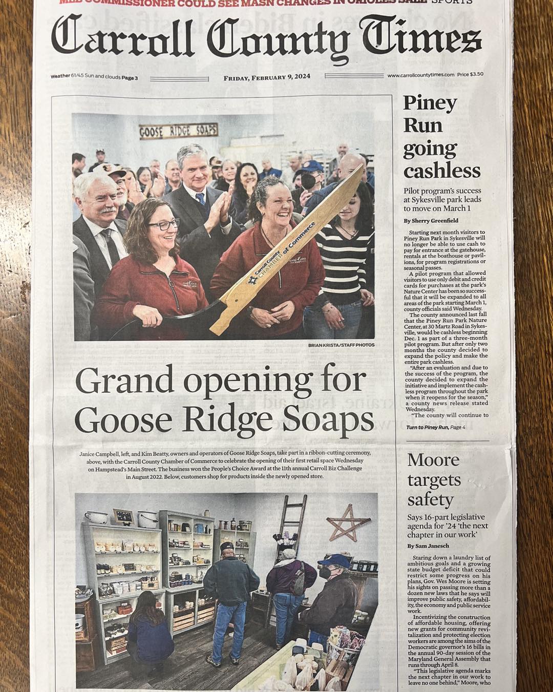 🍾 Woo hoo, we made the front page... - Goose Ridge Soaps, LLC