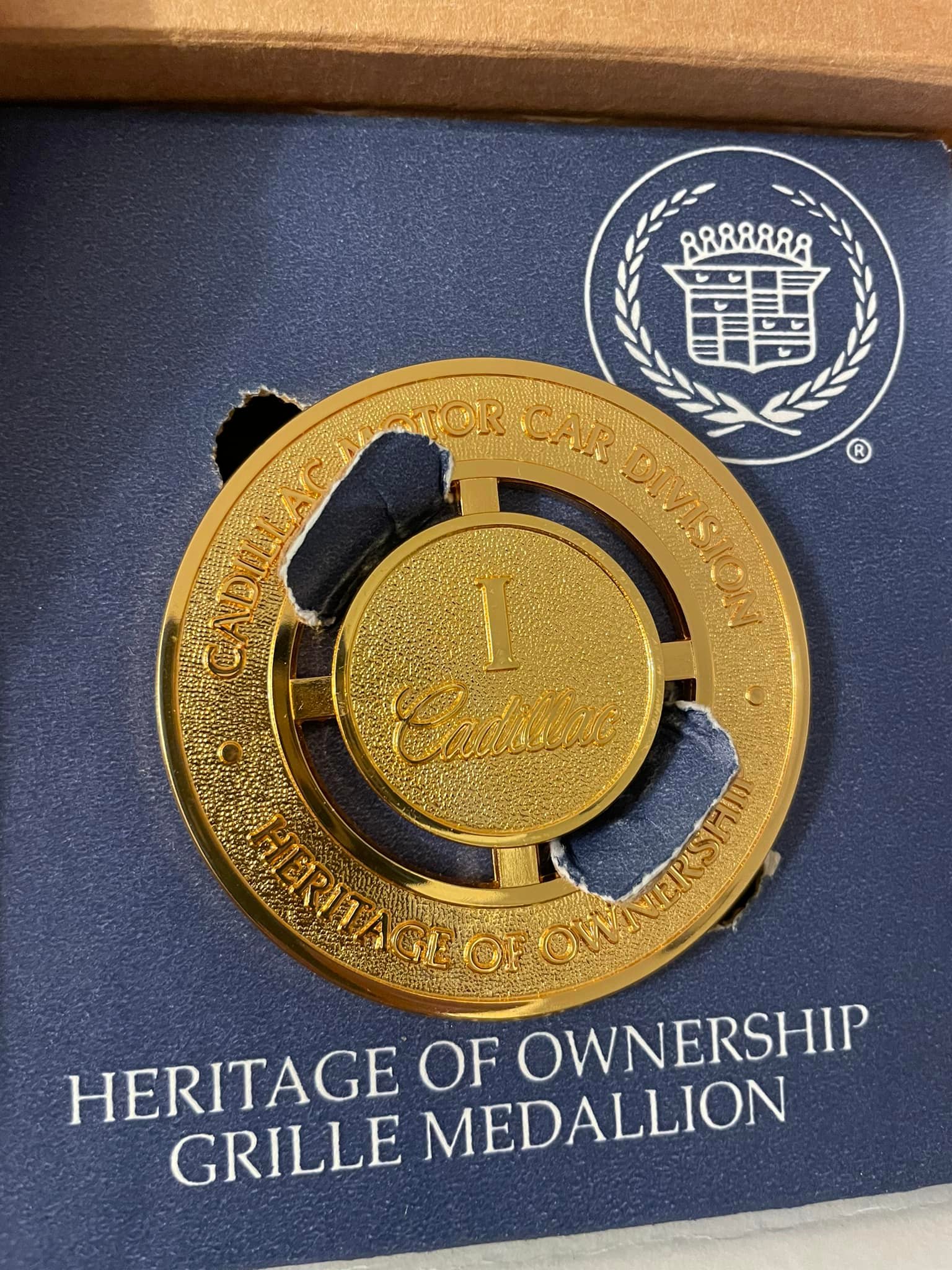Vintage Cadillac ownership grille badge for sale