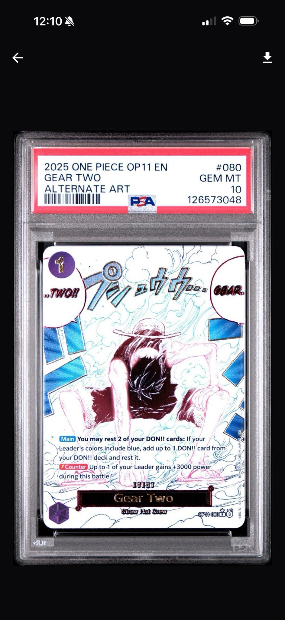 ISO GEAR TWO MANGA EVENT ALT ART PSA10