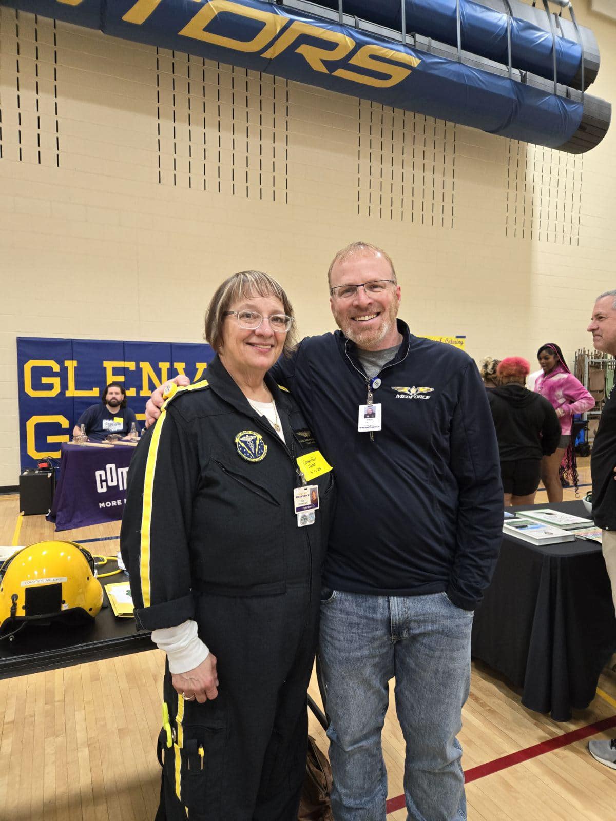MedForce - Carol Z and Brian D talking with kids at the Glenview Middle ...