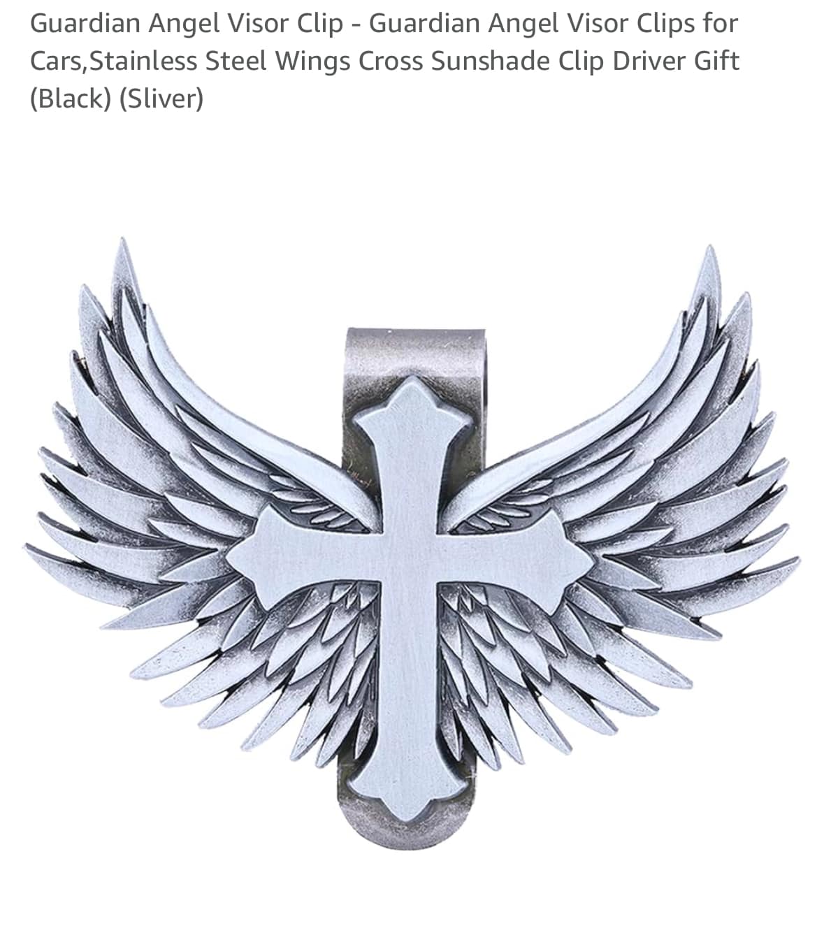 Guardian Angel Car Visor Clip - Zinc Alloy, Engraved 'Never Drive Faster Than Your Guardian Angel Can Fly'