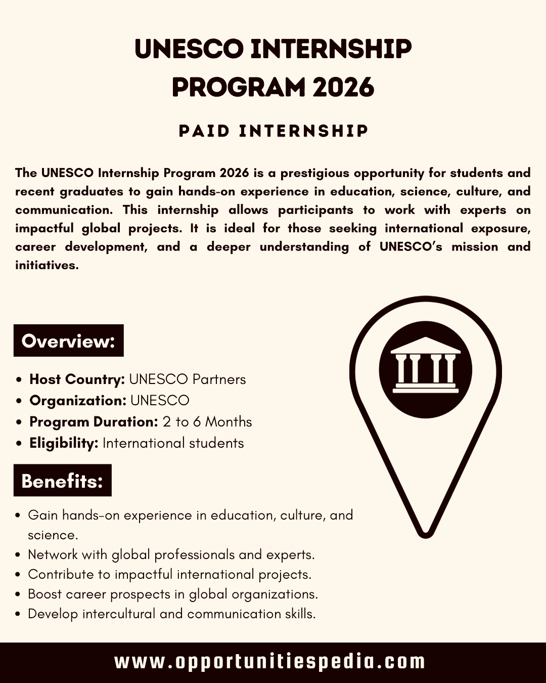 🌍 UNESCO Internship Program 2026 |... - Opportunities Pedia | Facebook