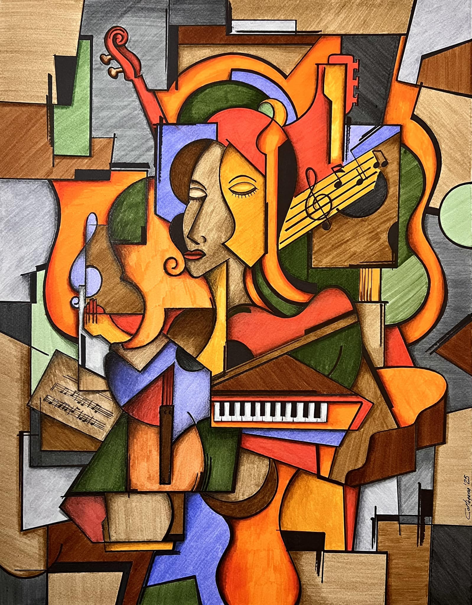 My finished artwork: Woman and music! Size: 17x22 inches.