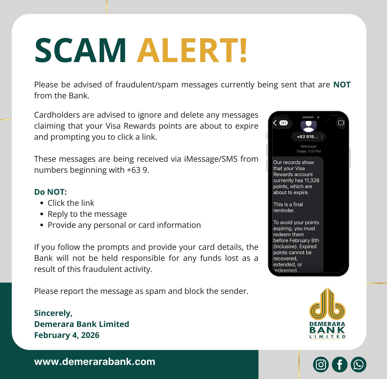Scam Alert! Please... - Demerara Bank Limited - Head Office | Facebook