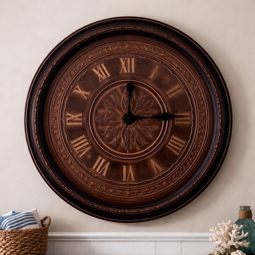 🕰️ 30” Large Bronze Coastal Wall Clock – Perfect for Beach Home or ...