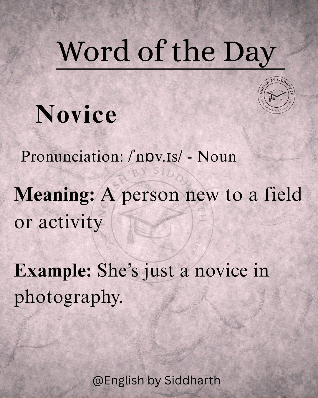 English - The word of the day is - Novice #vocabulary # ...