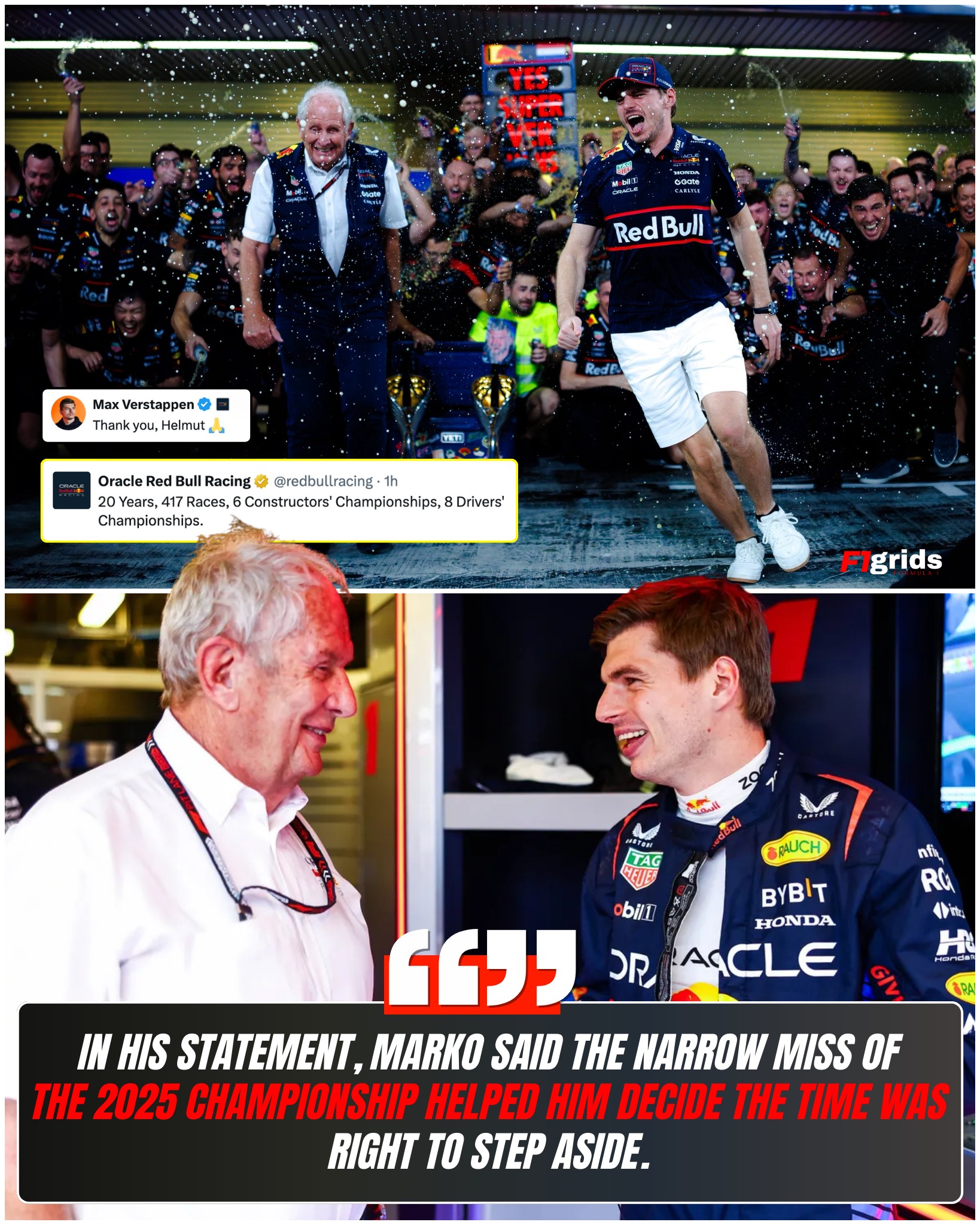 F1Grids - Red Bull has officially confirmed that Helmut Marko will ...