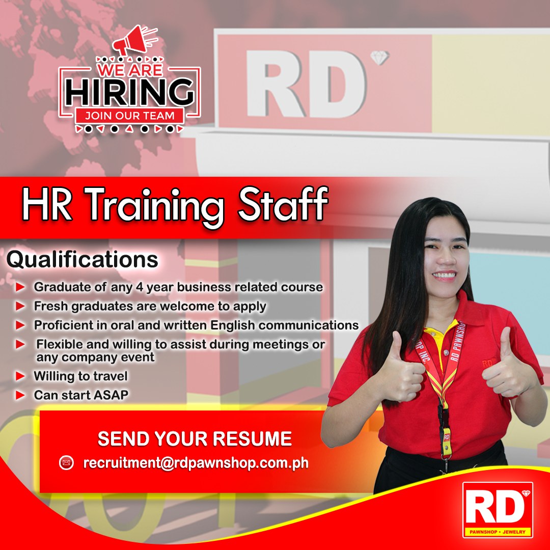 🔔 We’re Hiring | HR Training... - RD Pawnshop Inc. Careers | Facebook