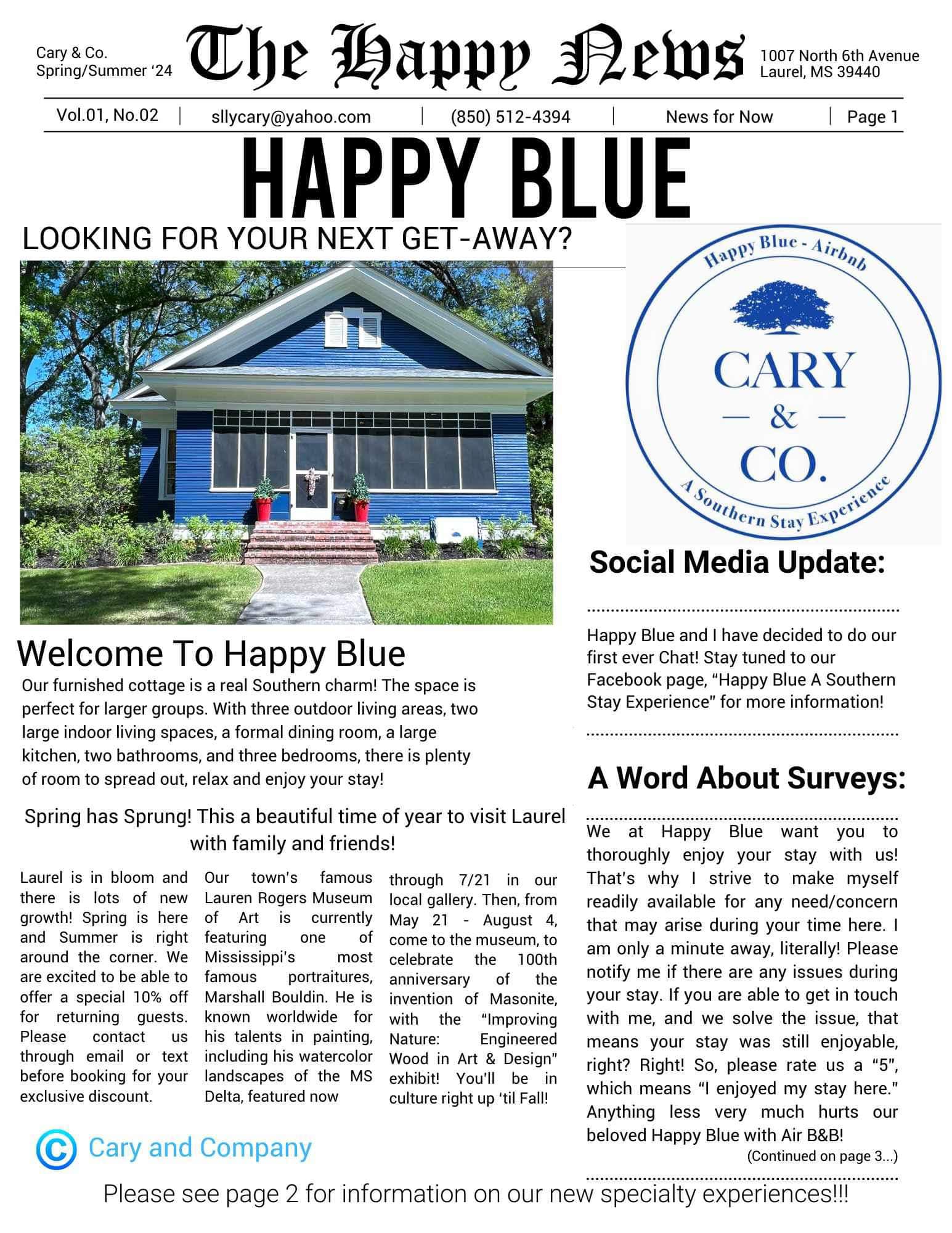 Happy Blue A Southern Stay Experience | Laurel MS