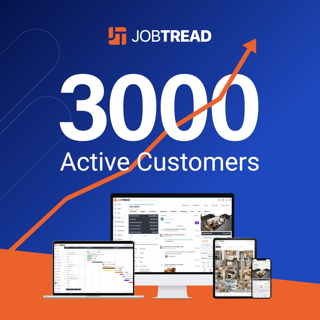JobTread - 🎉🏗️ We're thrilled to announce that today we surpassed 3,000 ...