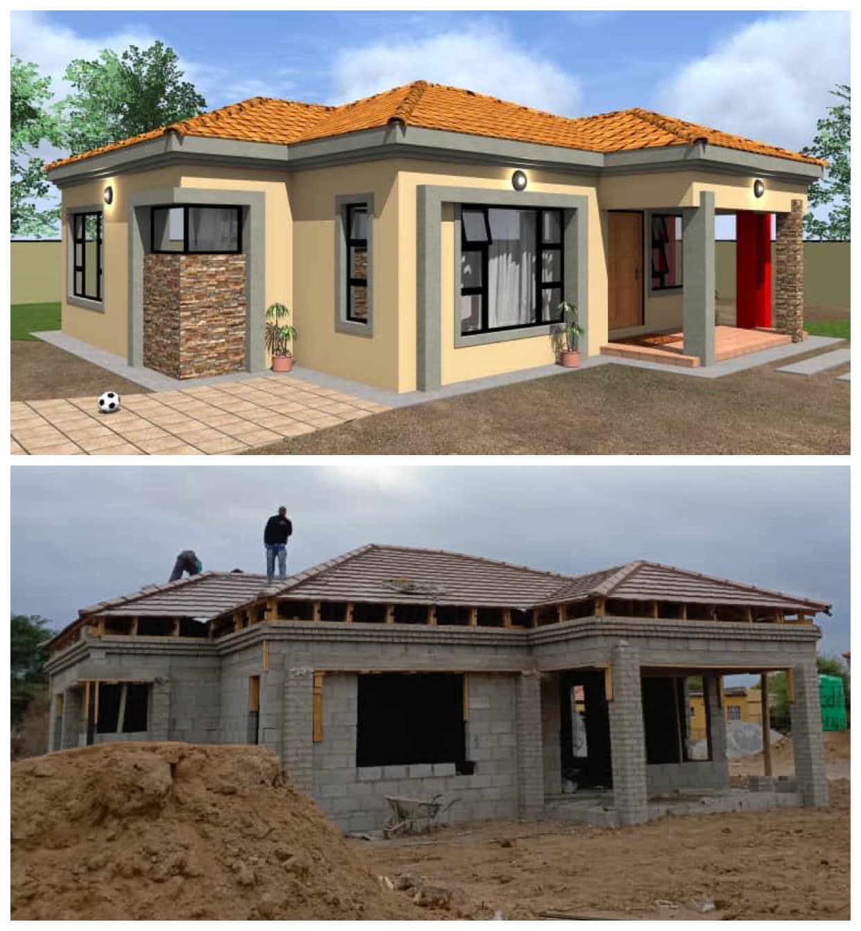 Your - House Plans 🏡🏘 Botswana🇧🇼 3D vs Reality 🏠 2 Beds at Modipane 🏠 ...