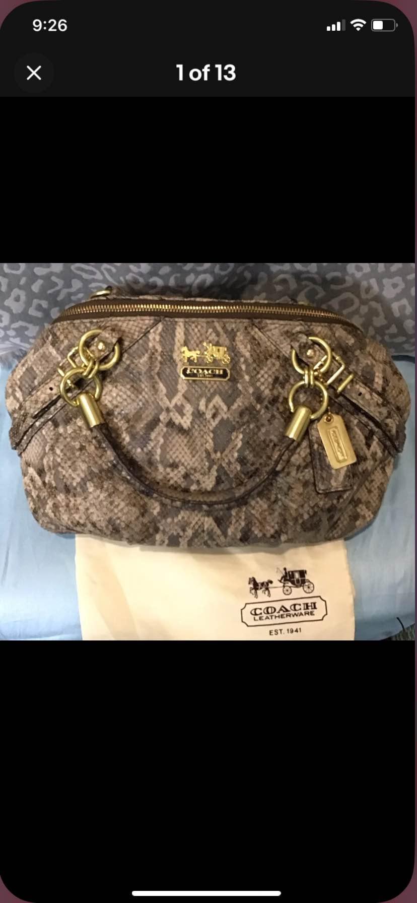 Coach Madison Embossed Sophia Python Satchel Handbag. Not Your 