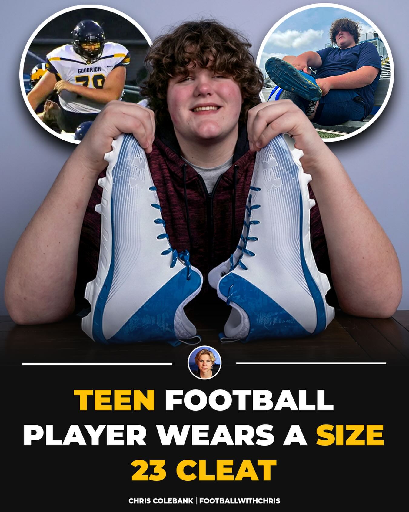 Largest feet on a living teenager (male) - 34.30 cm (13.50 in) by