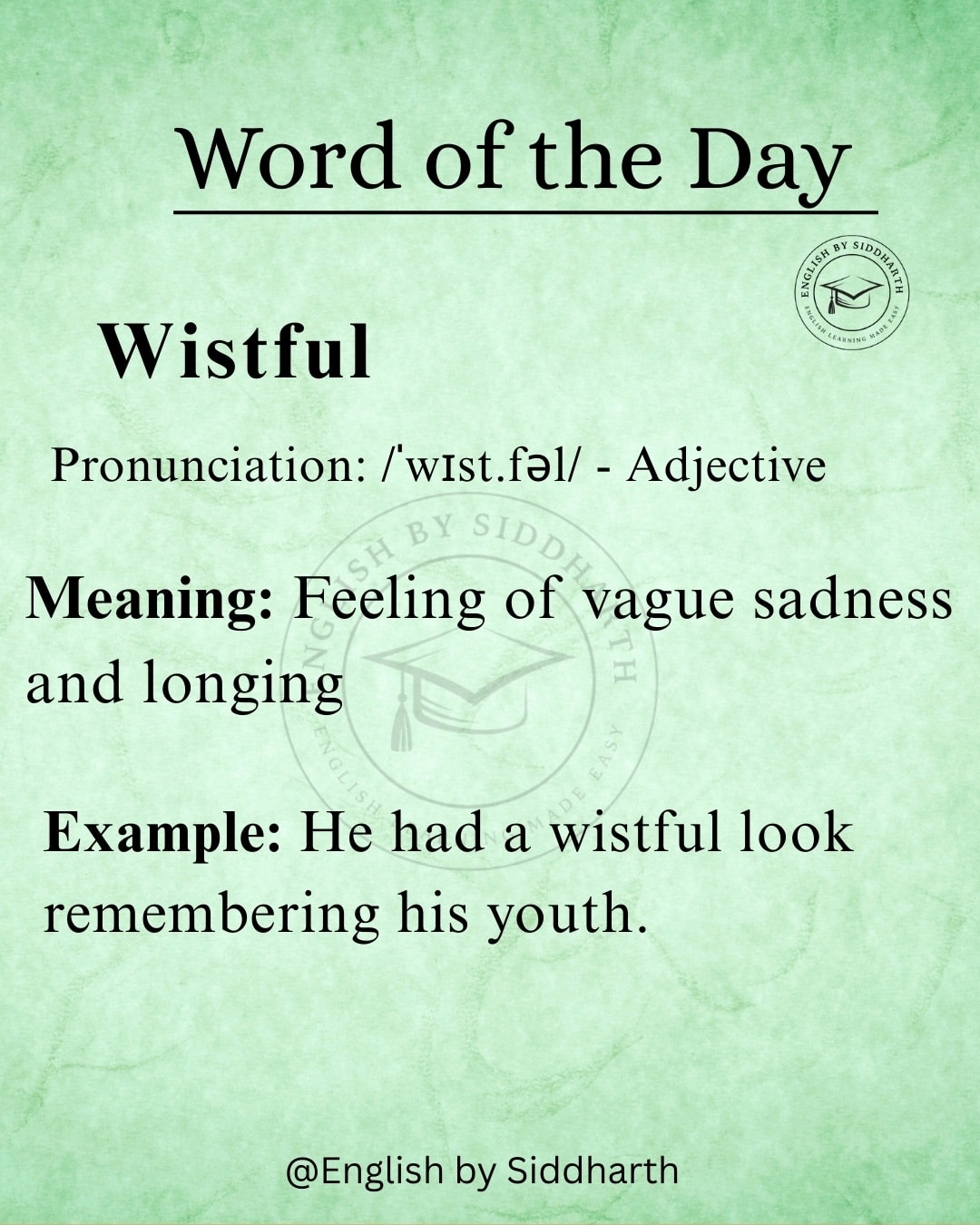 English - The word of the day is - Wistful #vocabulary # ...