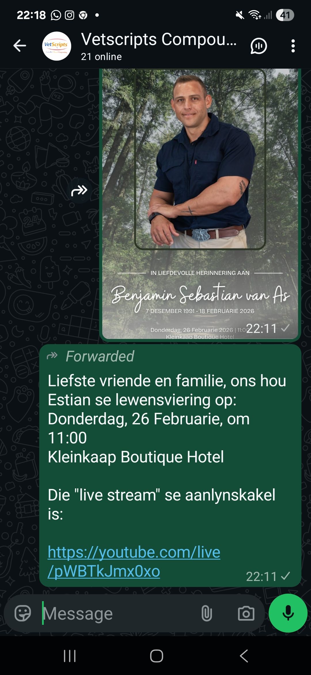 Noordhoek - Estian's family has asked us to share the details of the ...