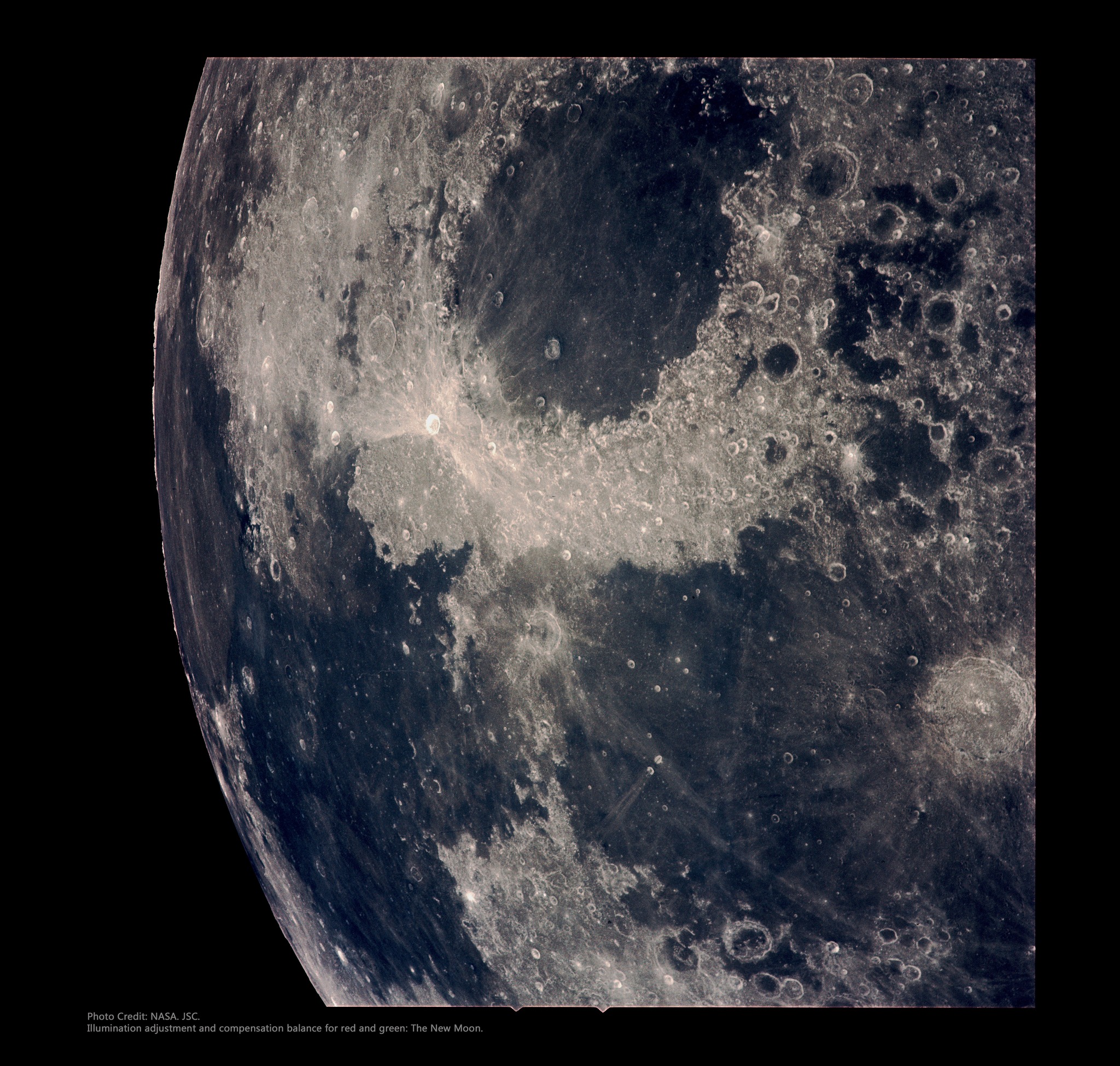 Apollo 17 view of the moon's nearside with lunar maria
