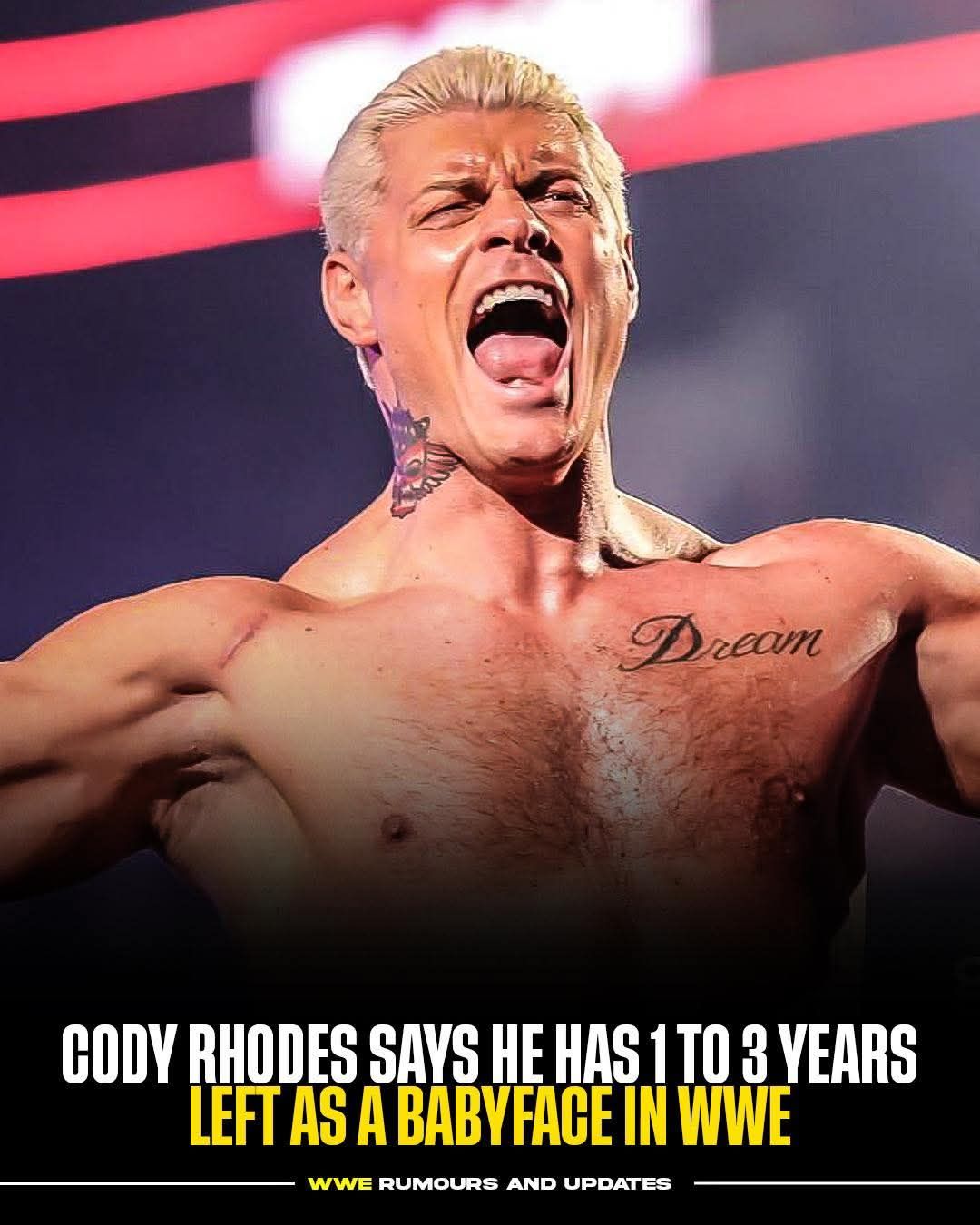 WWE - Cody Rhodes says he has only 1 to 3 years left as a babyface in ...