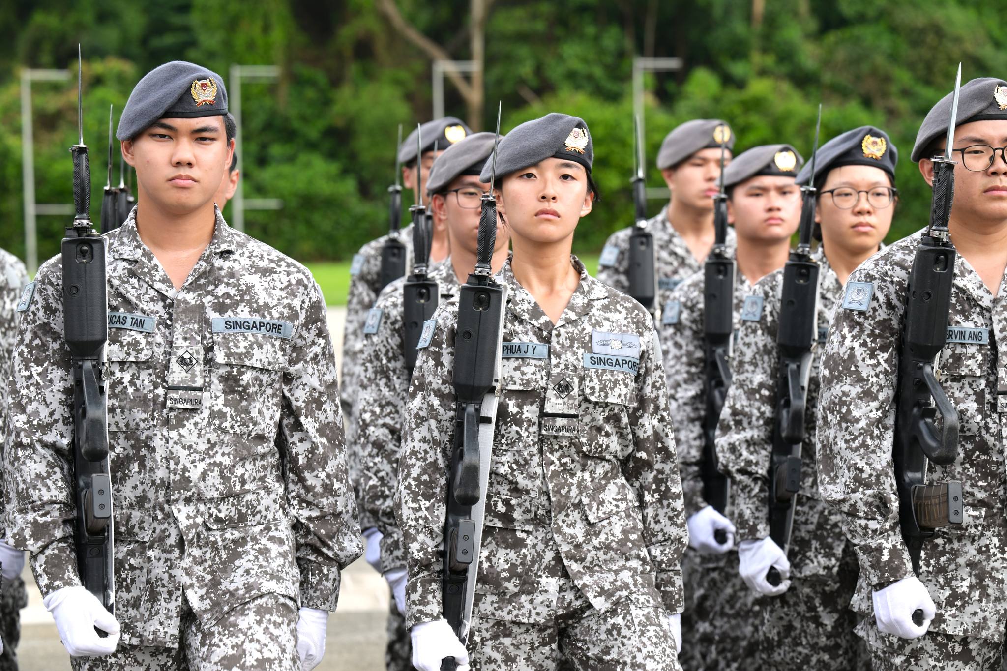 PIONEER - ME4A Jade Phua (centre), who is marching in the DIS’ GOH ...